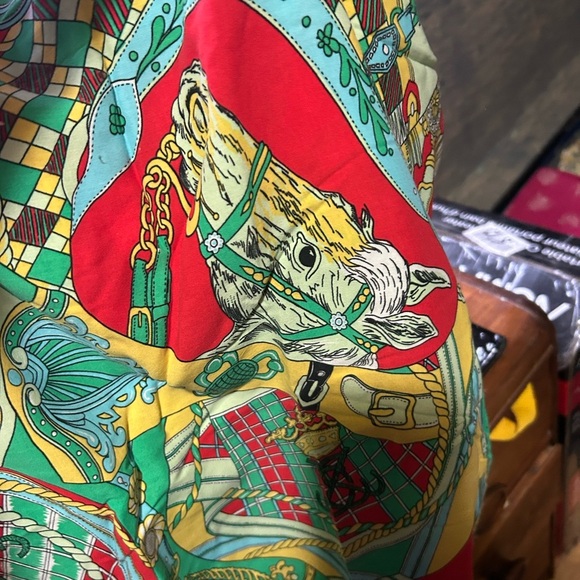 Vintage cotton or cotton like fabric  with equestrian and heraldic motifs. - Picture 4 of 9